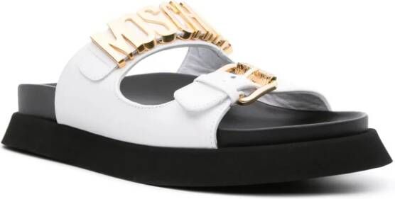 Moschino Slippers met logo-applicatie Wit