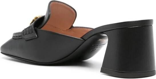 Moschino Leren loafer muiltjes met logo Zwart