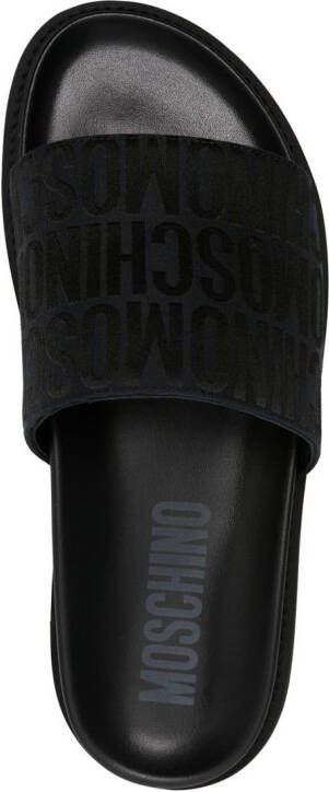 Moschino Slippers met logoprint Zwart