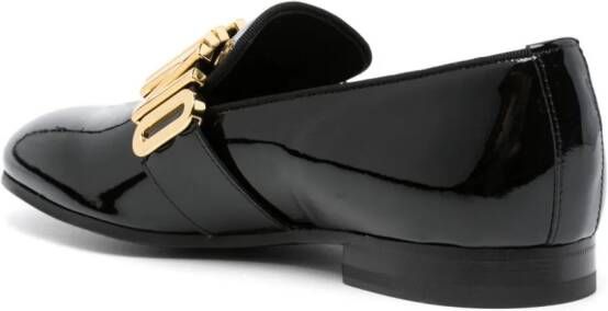 Moschino Lakleren loafers met logo Zwart