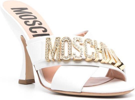Moschino Muiltjes met logoplakkaat Wit
