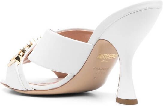 Moschino Muiltjes met logoplakkaat Wit