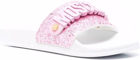 Moschino Slippers met logo-reliëf Roze