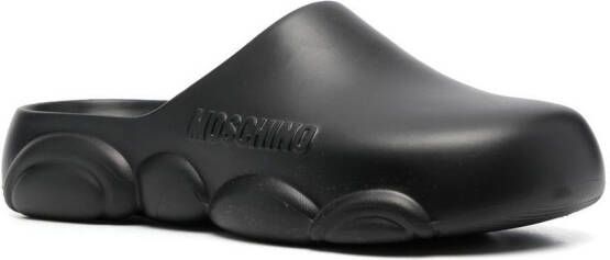 Moschino Slippers met logo-reliëf Zwart