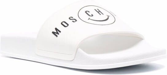 Moschino Slippers met logo Wit