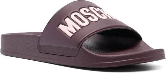 Moschino Slippers met logoprint Paars