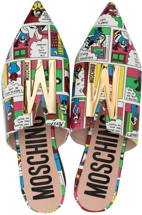 Moschino Slippers met print Wit