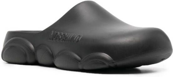 Moschino Slippers met ronde neus Zwart