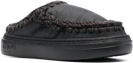 Mou Eskimo leren slippers Zwart