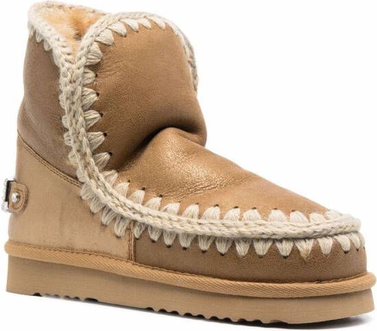 Mou Eskimo metallic enkellaarzen Beige