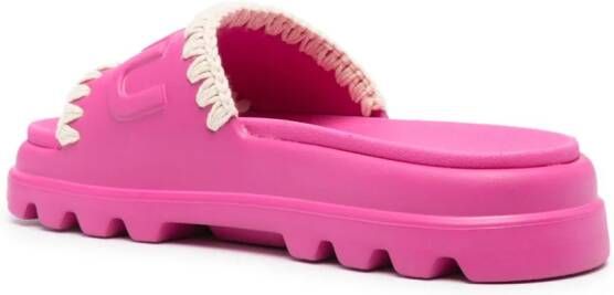 Mou Eva slippers met logo-reliëf Roze