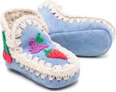Mou Kids Summer Eskimo laarzen met gehaakt detail Blauw