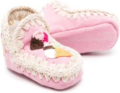 Mou Kids Summer Eskimo laarzen met gehaakt detail Roze