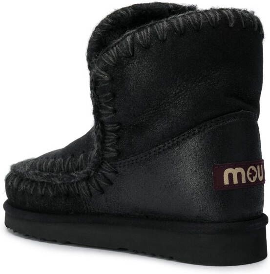Mou Laarzen met gebreid detail Zwart