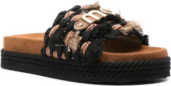 Mou Slippers met touwband Zwart