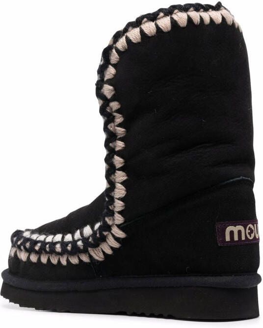 Mou Winterlaarzen met stikseldetail Zwart