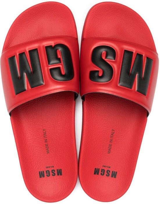 MSGM Badslippers met logoprint Rood