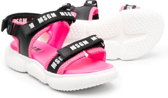 MSGM Kids Sandalen met logoprint Zwart