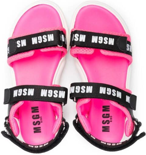 MSGM Kids Sandalen met logoprint Zwart