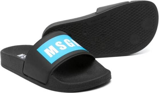 MSGM Kids Slippers met logo-applicatie Zwart