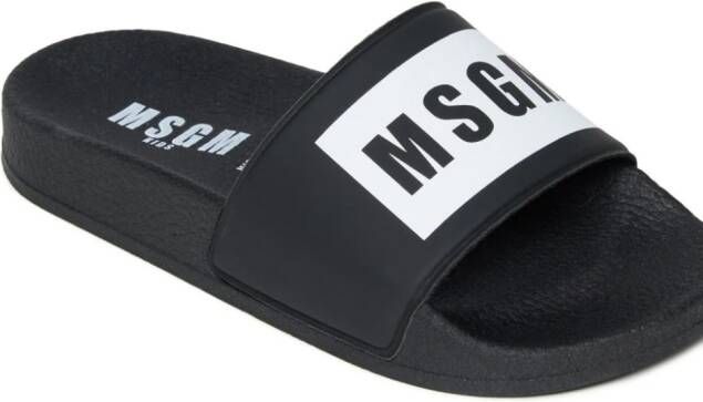 MSGM Kids Slippers met logoprint Zwart