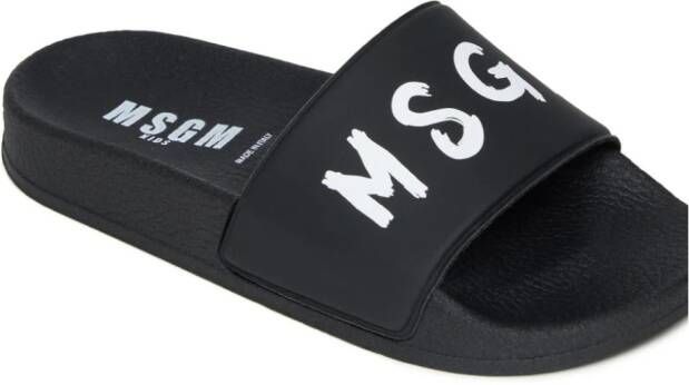 MSGM Kids Slippers met logoprint Zwart