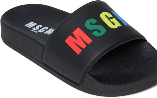 MSGM Kids Slippers met logoprint Zwart