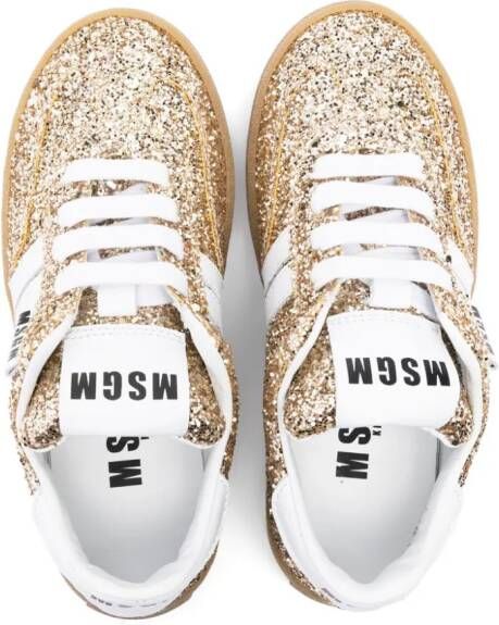 MSGM Kids Sneakers met glitter Goud
