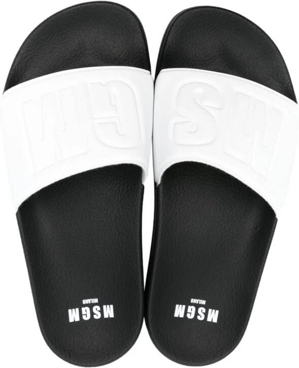 MSGM Slippers met logo-reliëf Zwart