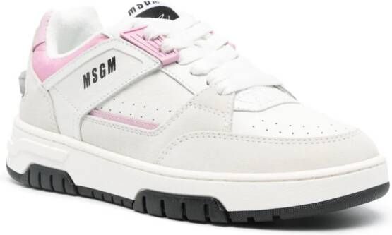 MSGM Leren sneakers met logoprint Beige