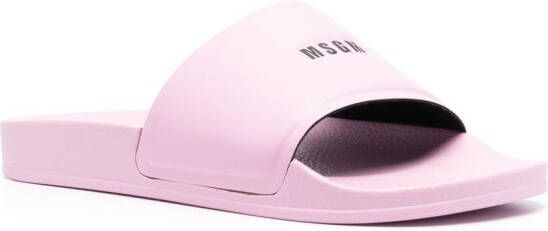 MSGM Slippers met logoprint Roze