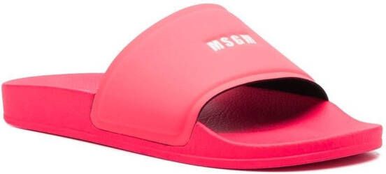 MSGM Slippers met logoprint Roze
