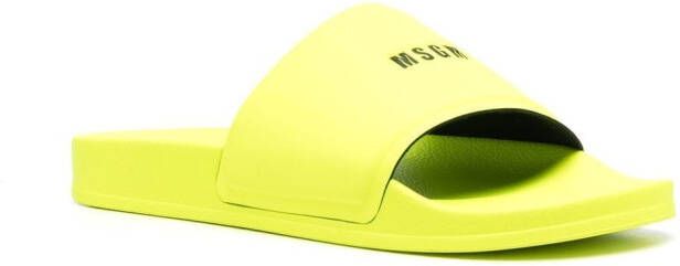 MSGM Slippers met logoprint Geel