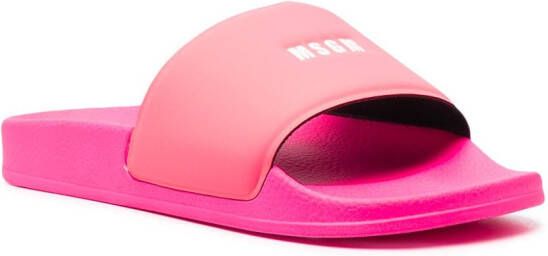 MSGM Slippers met logoprint Roze