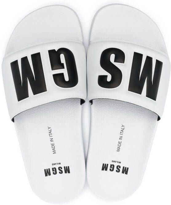 MSGM Slippers met logoprint Wit