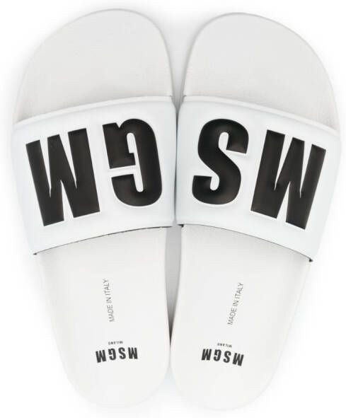 MSGM Slippers met logoprint Wit