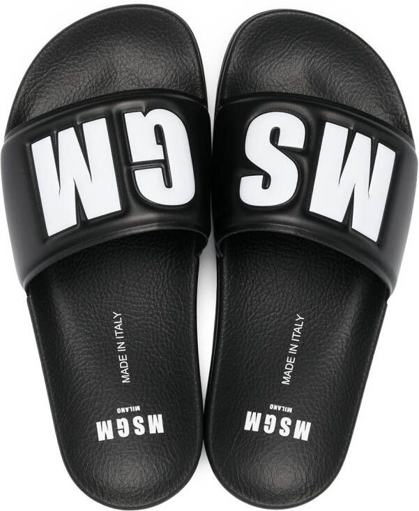 MSGM Slippers met logoprint Zwart