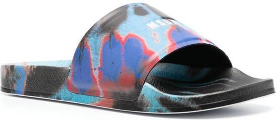 MSGM Slippers met tie-dye print Blauw