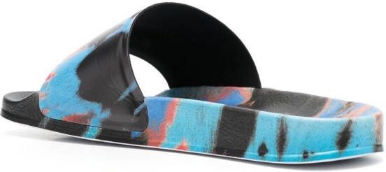 MSGM Slippers met tie-dye print Blauw