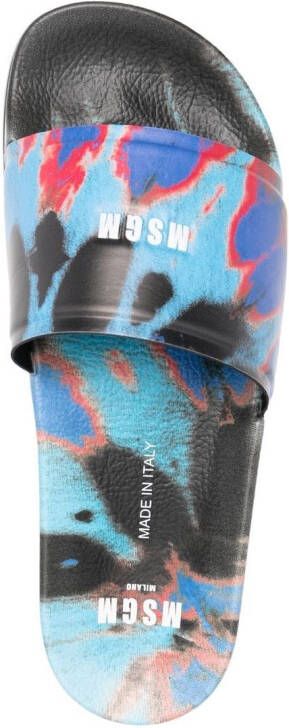 MSGM Slippers met tie-dye print Blauw