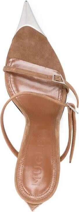 Mugler 95mm suède muiltjes Bruin