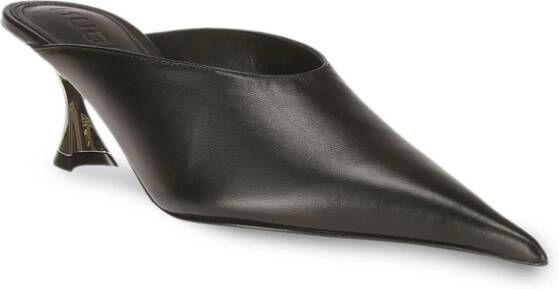 Mugler Fang 55 muiltjes met puntige neus Zwart