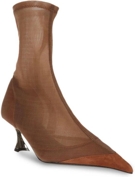 Mugler Fang 55mm laarzen met mesh Bruin