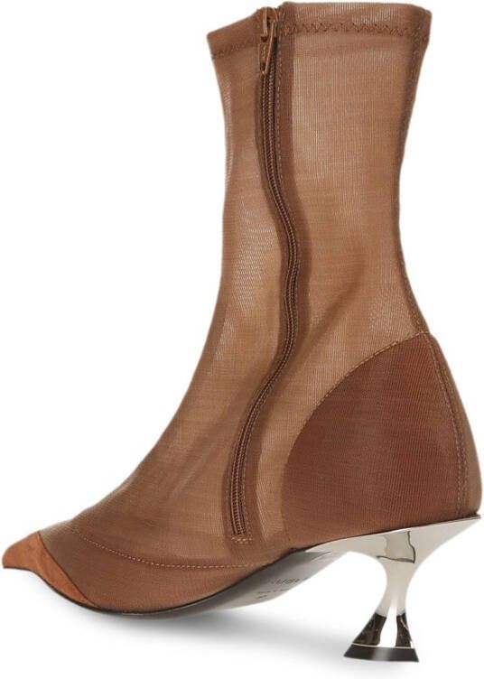 Mugler Fang 55mm laarzen met mesh Bruin