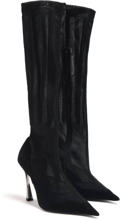 Mugler Fang 95 mesh laarzen Zwart