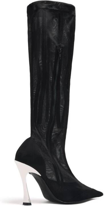 Mugler Fang 95 mesh laarzen Zwart