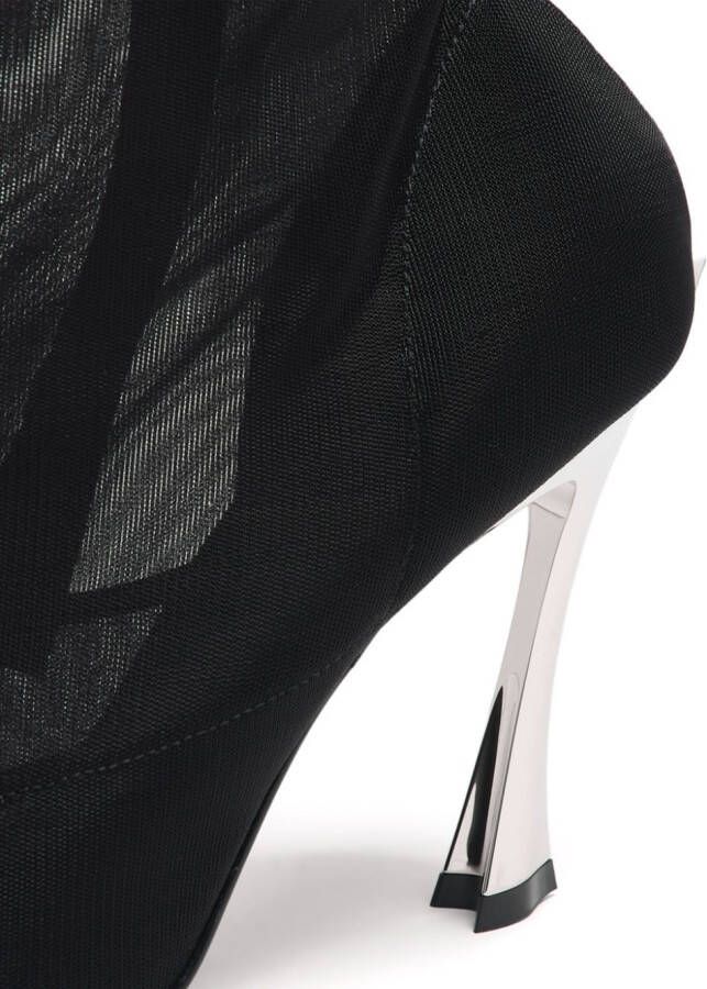 Mugler Fang 95 mesh laarzen Zwart