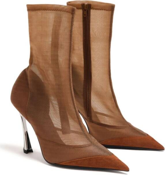 Mugler Fang 95 mesh laarzen Bruin