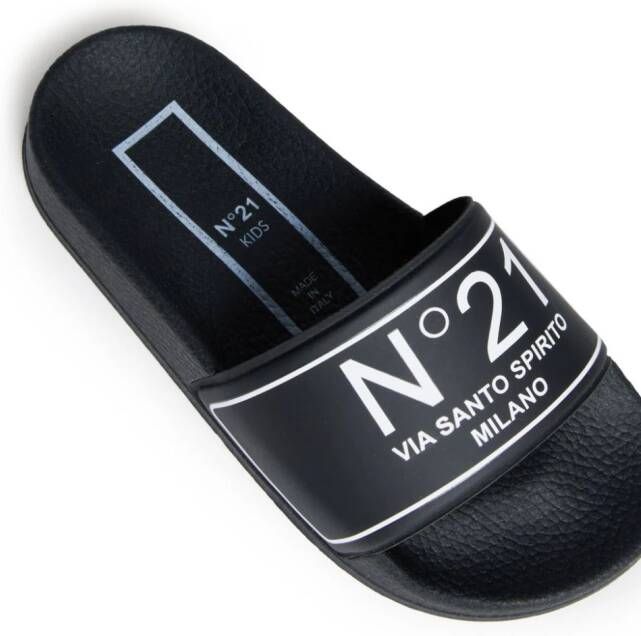 Nº21 Kids Slippers met logoprint Zwart