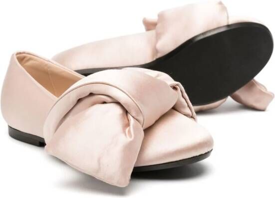 Nº21 Kids Satijnen ballerina's met strikdetail Beige